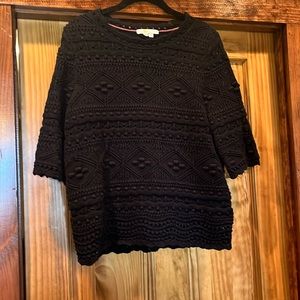 Boden crocheted black cotton sweater. Size medium.